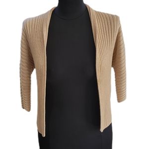 Worthington Knit Cable Sweater Cardigan Beige Small